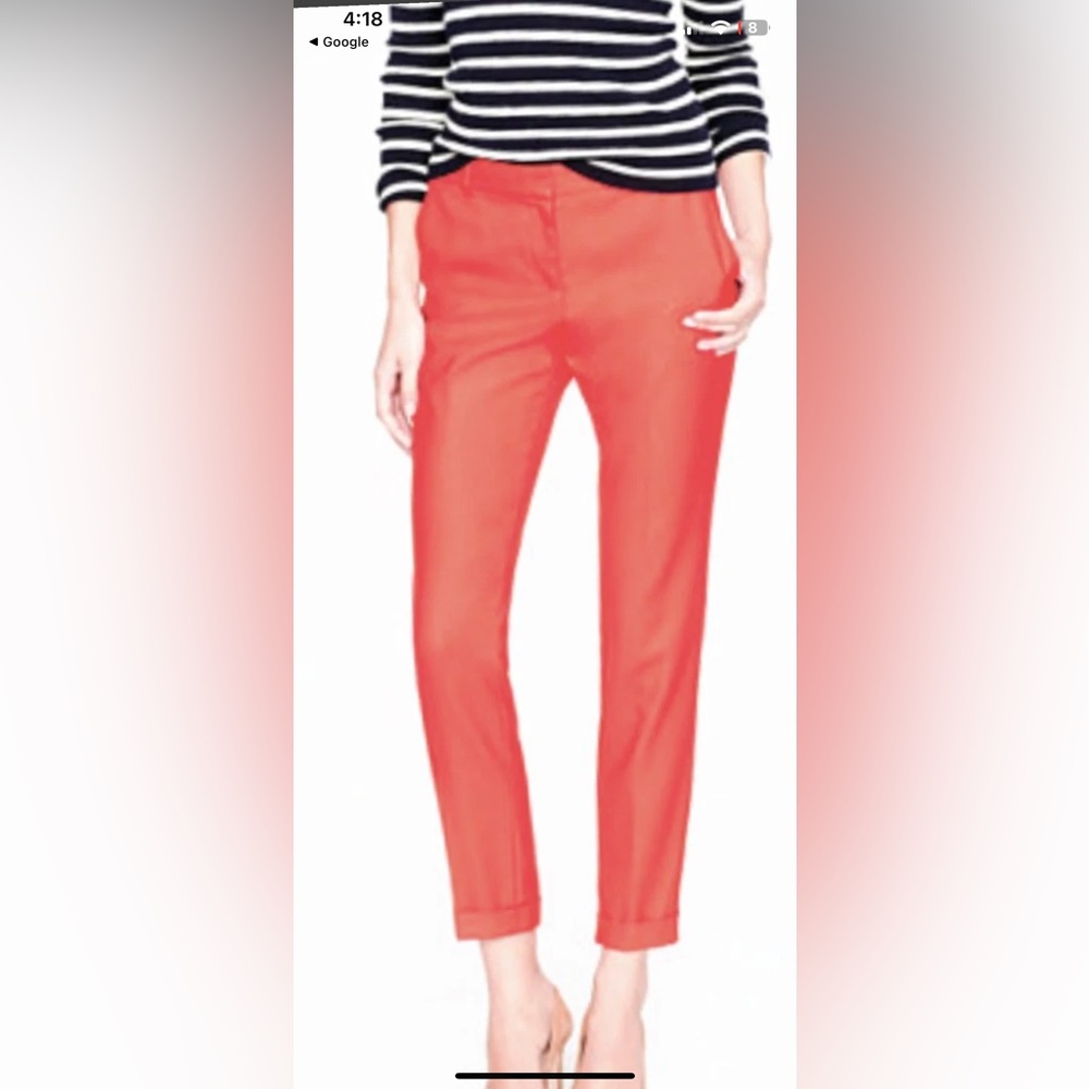 J. Crew Red Cafe Capri Pants. NWOT